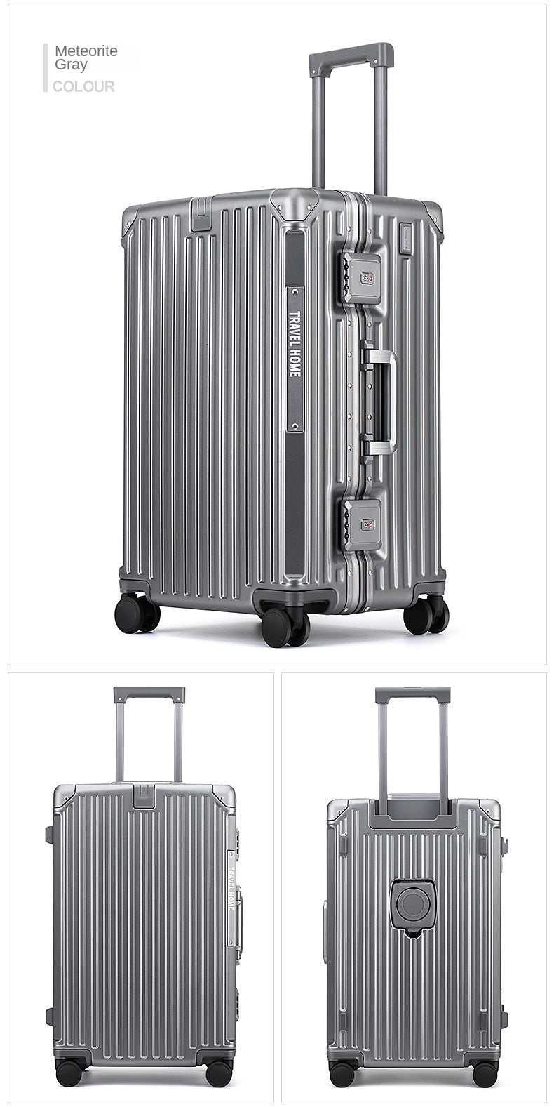 COLENARA Aluminum Frame Suitcase — High-Quality Large Capacity Trolley Travel Bag, 24", 26", 28", 30" Rolling Luggage