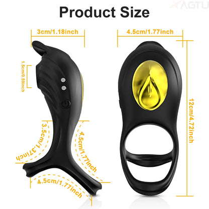 Sucking Vibrator Cock Ring for Men – Delay Ejaculation & Clitoral Stimulator Sex Toy for Couples, Adult Penis Ring