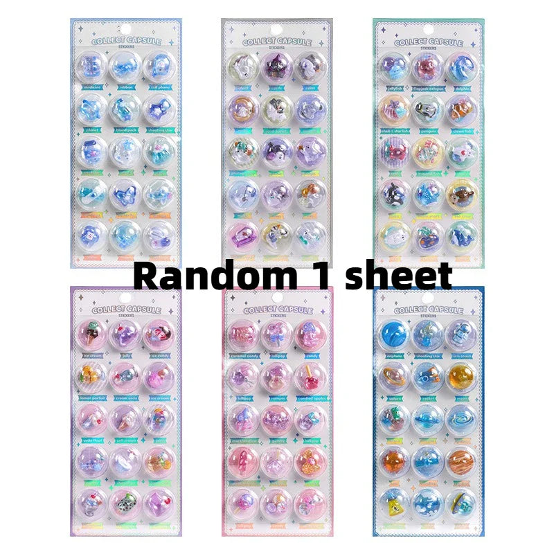 3D Capsule Glue Stickers – Kawaii DIY Diary, Mobile Phone & Camera Decoration, Cute Relief Stickers