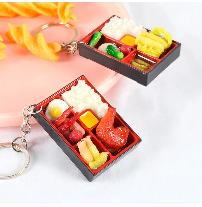 PVC Sushi Food Box Keychain – Mini Lunch Dollhouse Toy Keyring, Wholesale