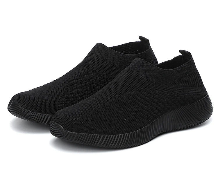Women’s Slip-On Sock Sneakers – Breathable Flat Casual Vulcanized Sports Shoes Zapatillas