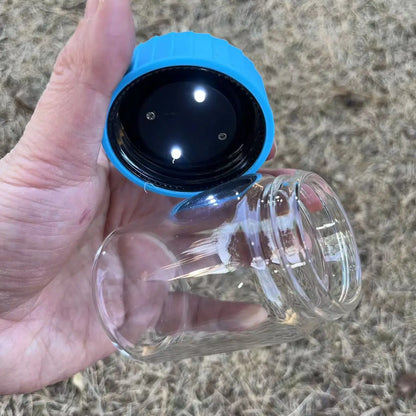 Glass Jar with LED Light — Light-Up Airtight Smoking Storage Bottle with Magnifying Viewing Multi-Use Container