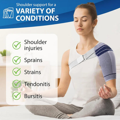 Adjustable Shoulder Brace Support Sleeve – Rotator Cuff Compression & Stability Strap for Left or Right Shoulder (Men & Women)