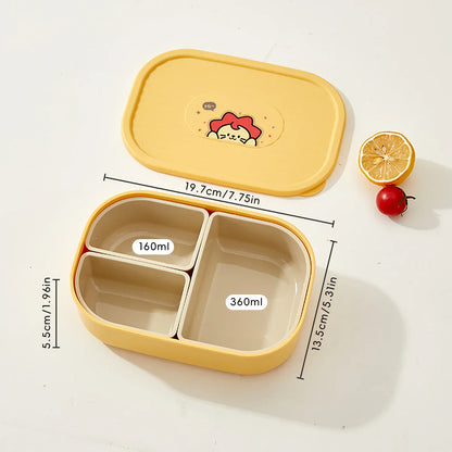 WORTHBUY 3-Grid Portable Lunch Box – Outdoor Sealed Divided Food Container, Detachable Plastic Microwave-Safe Box for Kids & Students