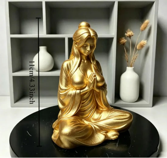 Meditation Zen Female Figurine - 3D Printed Cross-Legged Desktop Ornament for Tea Rooms & Home Decor