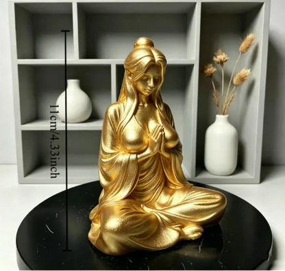Meditation Zen Female Figurine - 3D Printed Cross-Legged Desktop Ornament for Tea Rooms & Home Decor