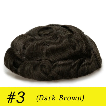 Ultra Thin Skin 0.03mm Men’s Toupee Human Hair Wig – Natural Hair Replacement System Lightweight Male Hairpiece