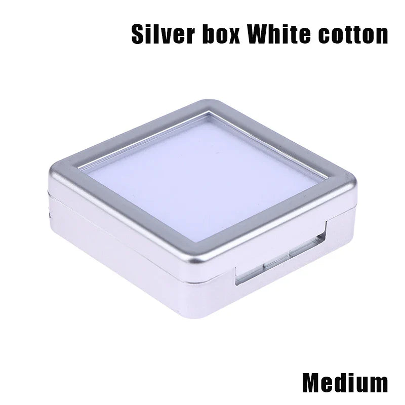 Transparent Glass Lid Gem Storage Box – Jewelry Display Case for Diamonds, Gemstones & Pendants Holder Container