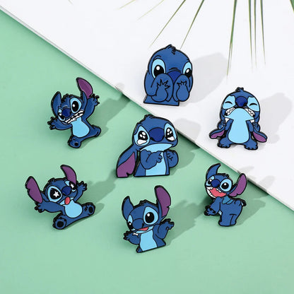 7 Pcs Lilo & Stitch Enamel Pins Set | Creative Stitch Brooches for Backpacks, Clothing & Accessories