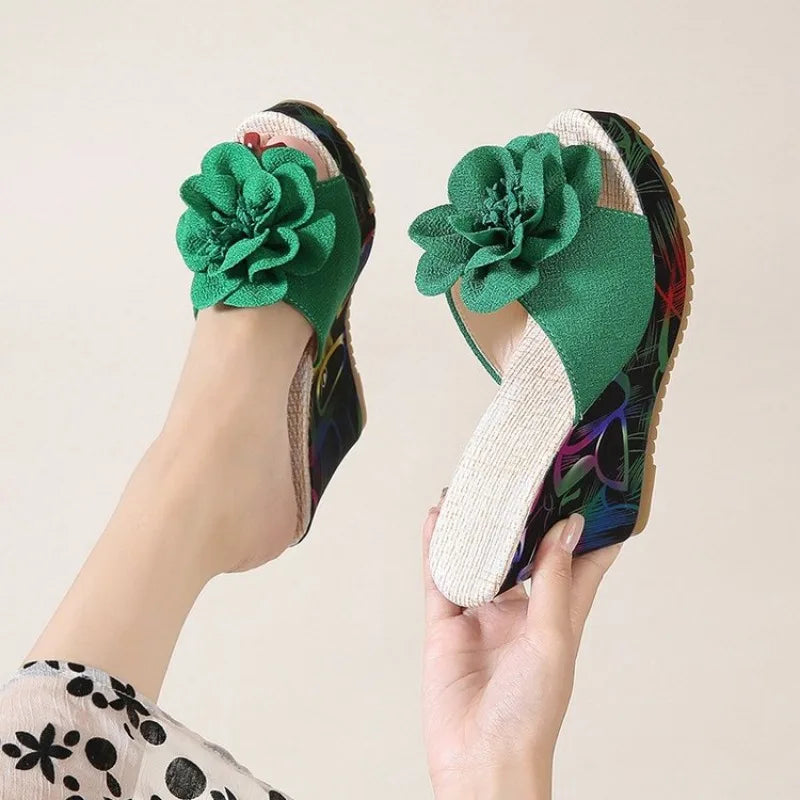 2026 Women’s Platform Wedge Slippers - Fashion Floral Summer Beach Sandals