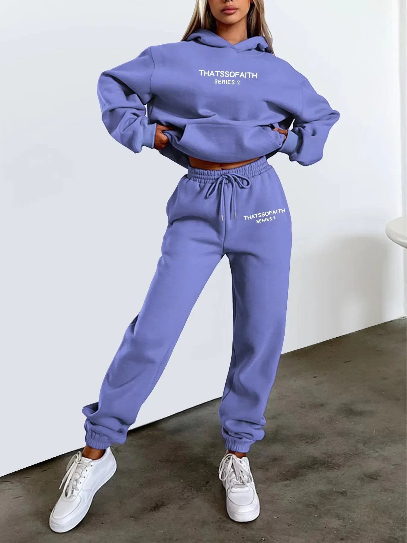 2025 Autumn & Winter Women's Two-Piece Set — Hooded Sweatshirt and Pants, Printed Outdoor Pullover Sportswear