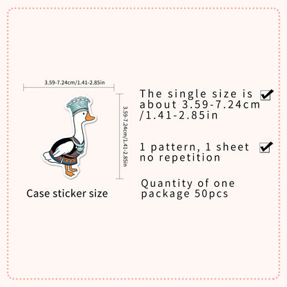 50PCS Cartoon Goose Stickers - Cute Waterproof Animal Decals for Water Bottles, Laptops, Skateboards & Luggage