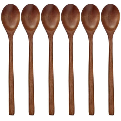 6-Piece Bamboo Wooden Spoon Set – 9” Korean Style Natural Wood Spoons for Soup, Cooking & Mixing