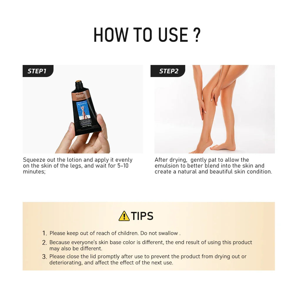 30g Moisturizing Leg & Body Foundation — Liquid Fake Tan Cream for Even Skin Tone and Skin Care