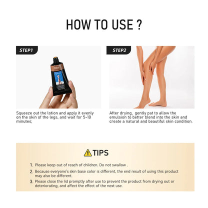 30g Moisturizing Leg & Body Foundation — Liquid Fake Tan Cream for Even Skin Tone and Skin Care