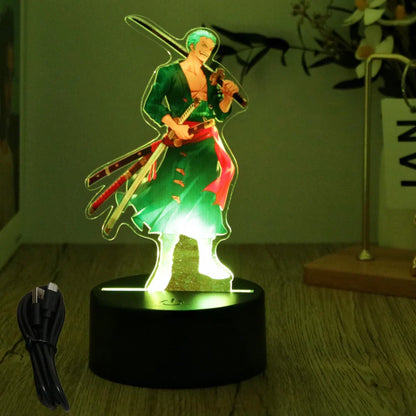One Piece Luffy & Zoro Action Figures — 3D PVC Anime Lamp, LED Night Light Collectible Toy, Christmas Gift for Kids