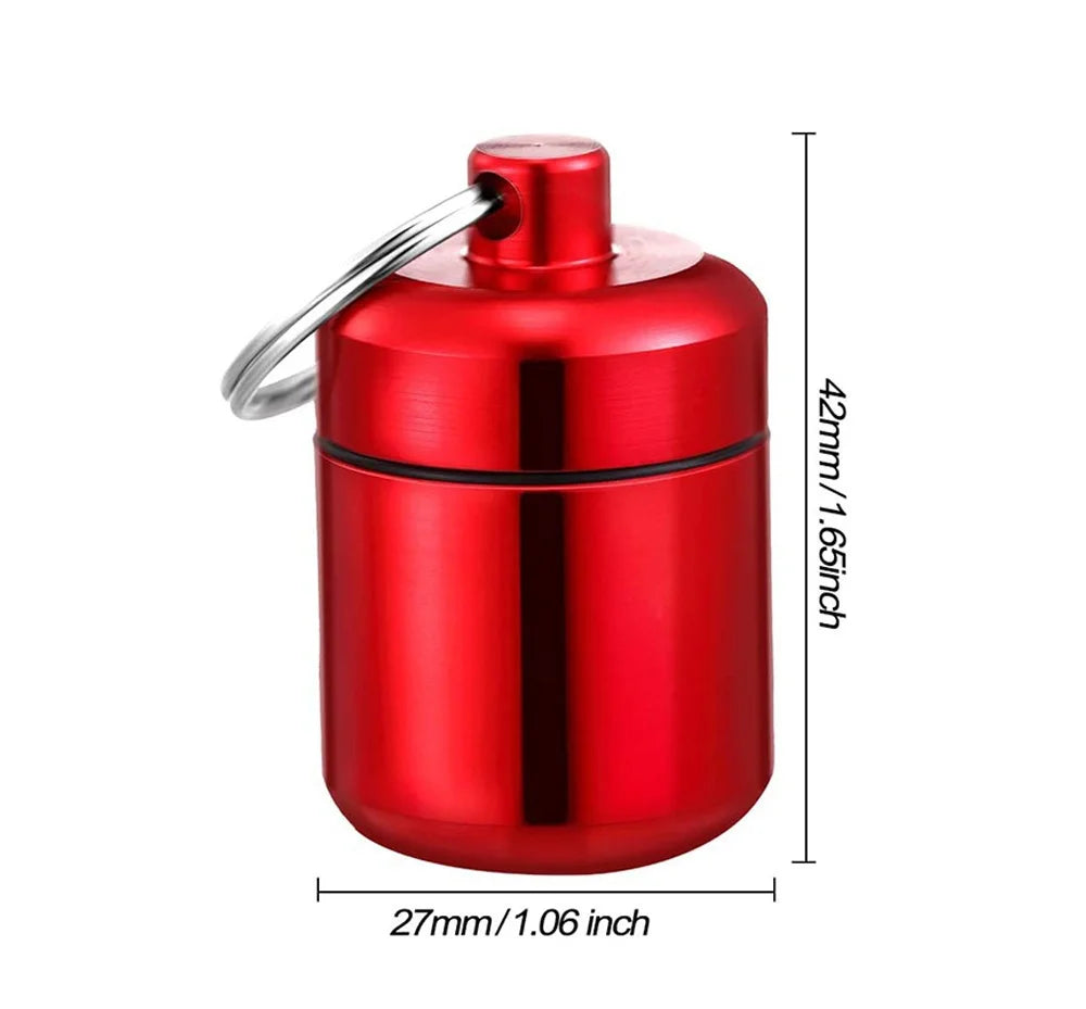 Aluminum Alloy Pill Keychain Holder - Waterproof Small Pill Box Case - Stonego Portable Pill Organizer with Keychain Attachment