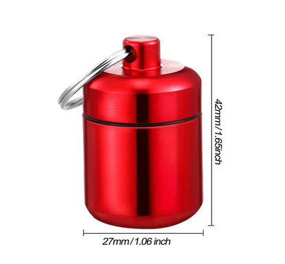 Aluminum Alloy Pill Keychain Holder - Waterproof Small Pill Box Case - Stonego Portable Pill Organizer with Keychain Attachment