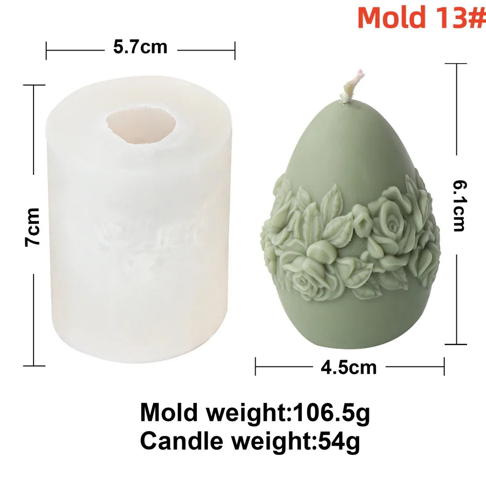 3D Easter Egg Scented Candle Silicone Mold – DIY Embossed Butterfly & Flower Egg Shape for Candle & Plaster Making, Easter Gift