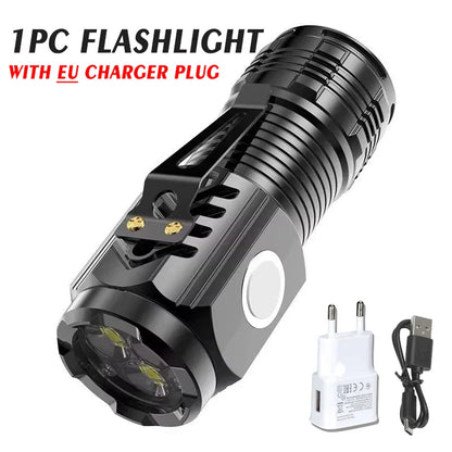 Mini 3 LED Rechargeable Flashlight with Pen Clip – Portable Waterproof Emergency Torch for Night Walking & Outdoor Use High Brightness Spotlight Light