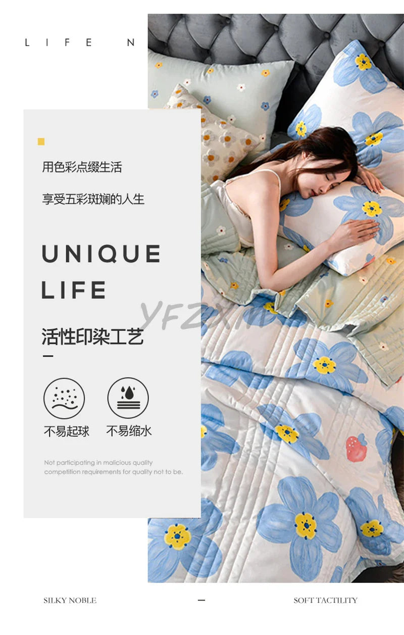 Quilted Spring Summer Quilt – Soft, Lightweight & Breathable Duvet for Queen Size, Comfortable & Washable