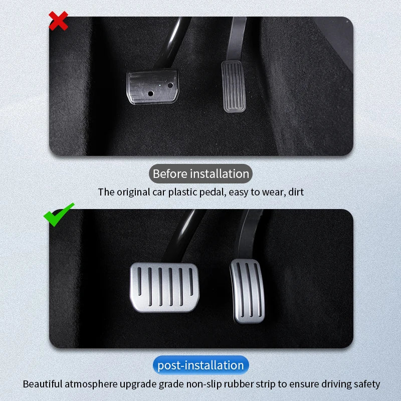 TESY Anti-Slip Pedal Covers for Tesla Model 3 Highland & Model Y Juniper – Accelerator, Brake & Foot Rest Protection Set