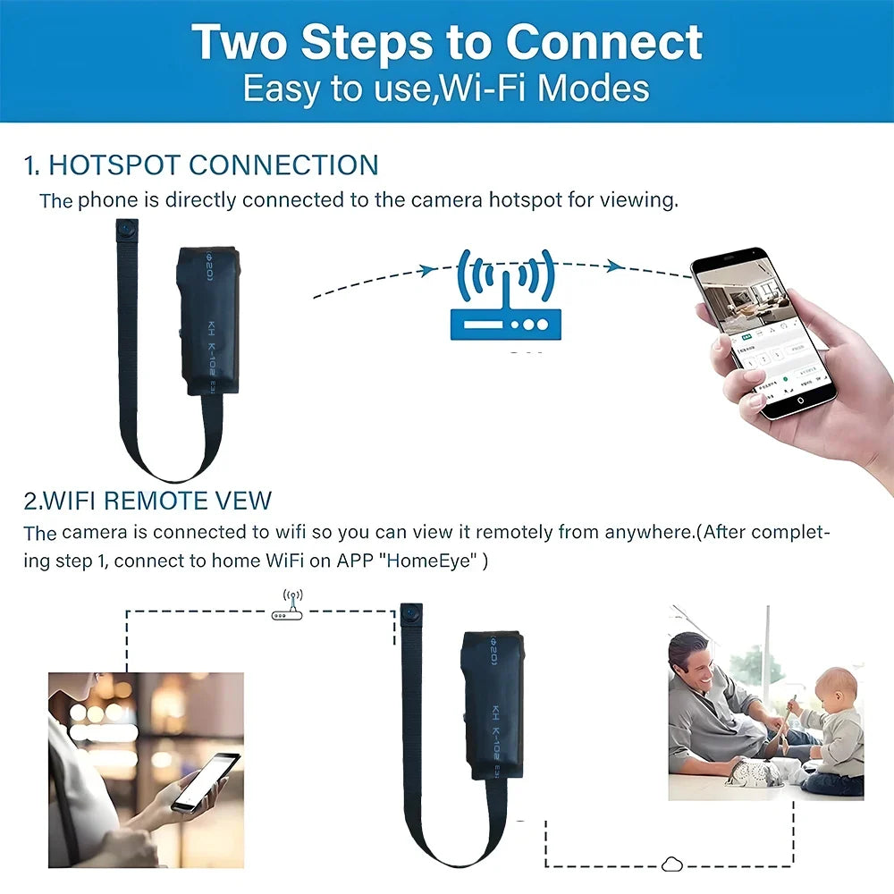 4K HD Mini WiFi Camera - Remote Viewing Motion Detection DIY Home Monitoring Camera