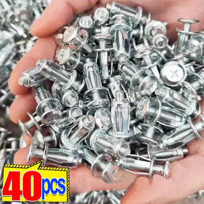 40/4Pcs Jack Nut Expansion Petal Screw Anchors Plugs Curtain Clamp Rivet Lock Bolt Wall Fasteners