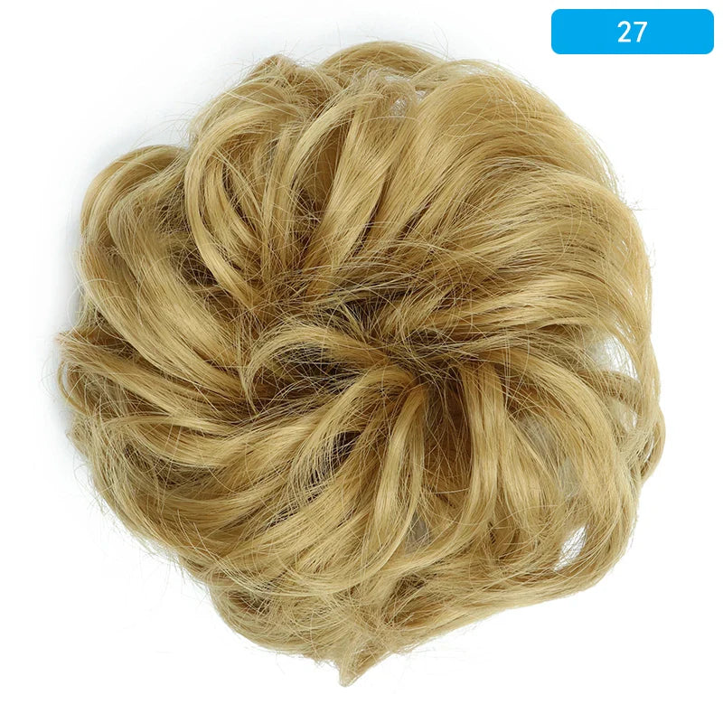 AZQUEEN Messy Bun Hair Extension – Synthetic Curly Wave Chignon Scrunchie, Elastic Band Updo Hairpiece for Women