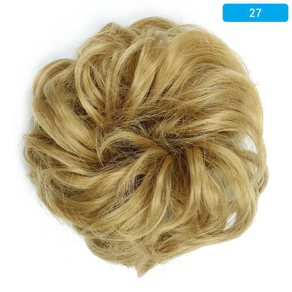 AZQUEEN Messy Bun Hair Extension – Synthetic Curly Wave Chignon Scrunchie, Elastic Band Updo Hairpiece for Women