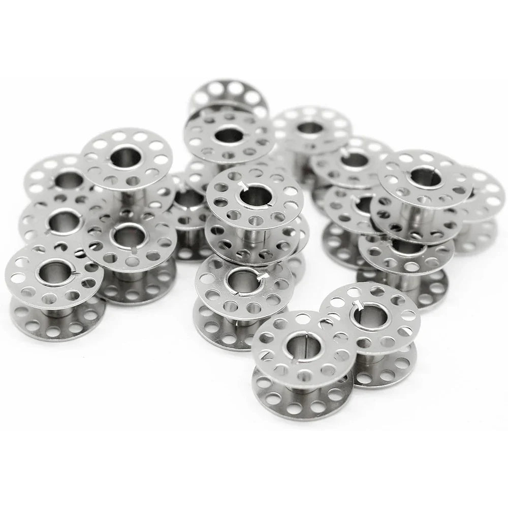 25PCS Metal Sewing Bobbins Set - Visible Mesh Storage Box for Singer Brother DIY Sewing Machine Accessories