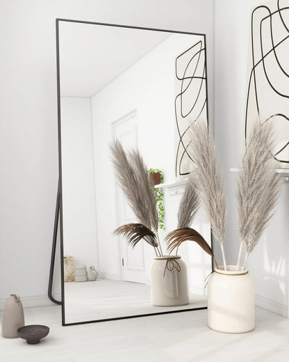 Large Full Length Mirror 34"x76" – Floor Body Mirror with Stand, Metal Frame for Wall-Mounted, Hanging or Leaning Vanity Use