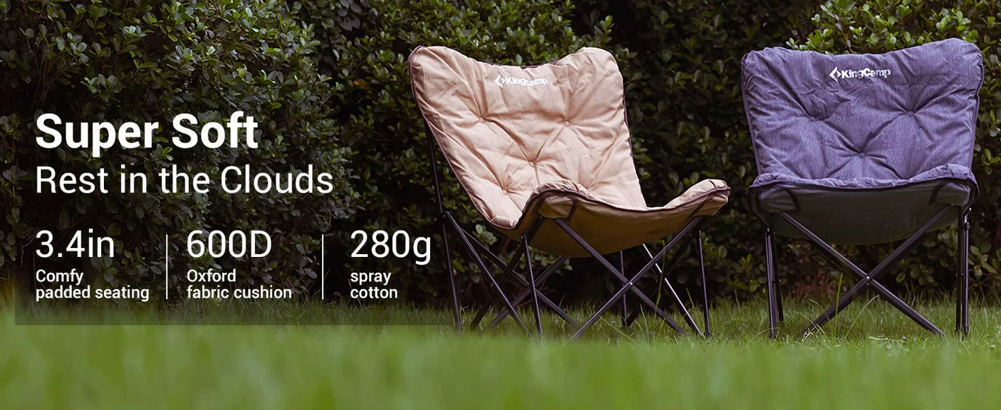 KingCamp Portable Foldable Butterfly Chair – Comfortable Upholstered Seat for Camping, Dorm & Outdoor, 300 lbs