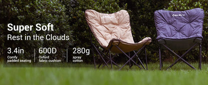 KingCamp Portable Foldable Butterfly Chair – Comfortable Upholstered Seat for Camping, Dorm & Outdoor, 300 lbs
