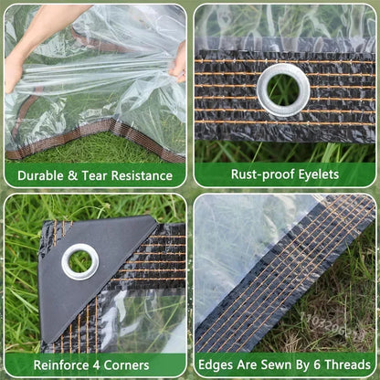 Thick Transparent Waterproof Tarpaulin – Clear Poly Tarp for Garden, Rainproof Plant Cover & Insulated Shed Cloth with Grommets