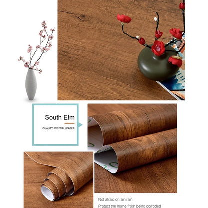 WZF Waterproof Wood Grain Wallpaper Roll - Self Adhesive Vinyl Film for Furniture, Cabinets & DIY Home Decor