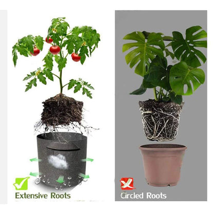 5-Pack Grow Bags with Handles — Aeration Fabric Pots for Plants, Available in 3, 4, 5, 7 & 30 Gallon