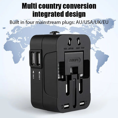 Global Travel Conversion Plug – Dual USB Port EU/UK/US/AU AC Power Charger Universal Adapter Socket Converter