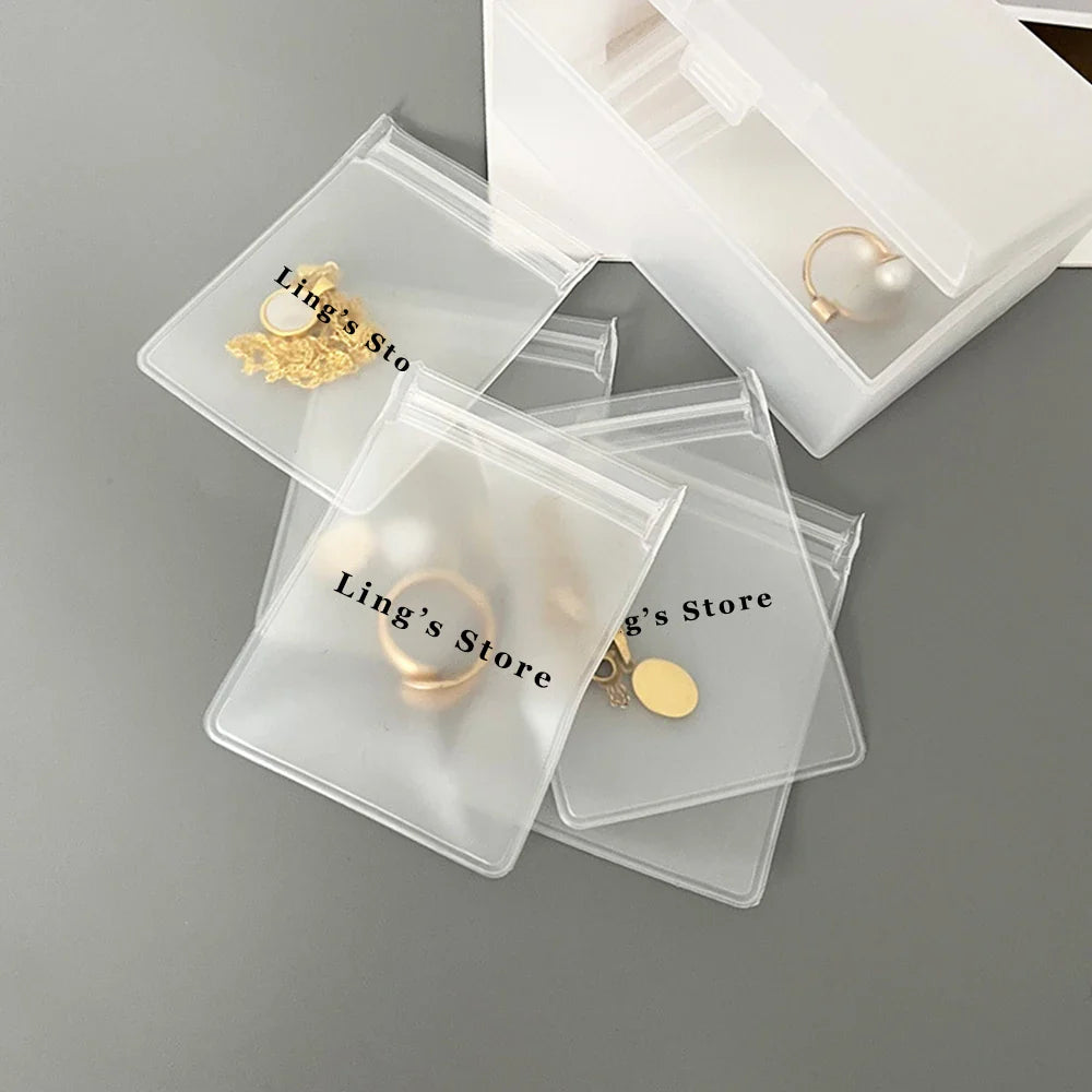 Personalized Transparent EVA Jewelry Zipper Bag – Frosted Plastic Storage Pouch for Ring, Earring, Necklace & Bracelet Packaging