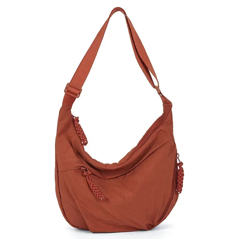 Trendy Women’s Soft Cloth Shoulder Bag | Solid Color Casual Crossbody & Hobo Bag for Students