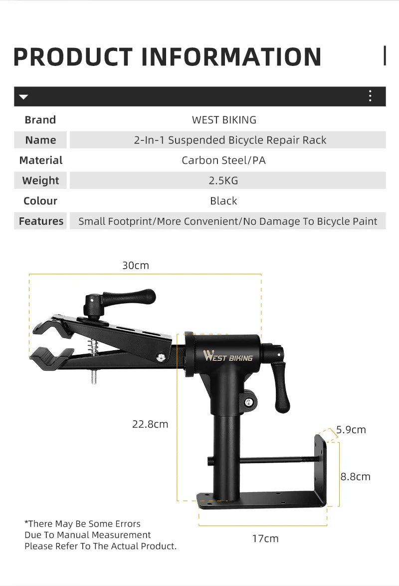 WEST BIKING Foldable Bike Repair & Display Stand – Multipurpose Wall/Floor Rack for Bicycle Storage & Maintenance