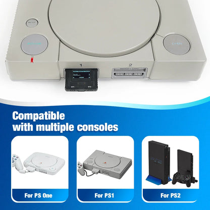 Bitfunx PSxMemCard Gen2 – Game Save Storage for PS1 & PS2 Games, Compatible with PlayStation Consoles