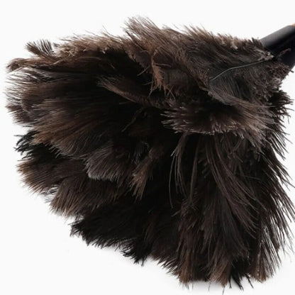 Ostrich Feather Dusting Brush – Wooden Handle Anti-Static Household & Car Cleaning Duster Tool