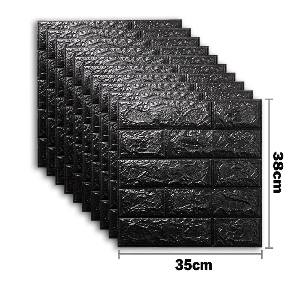 10pcs 3D Foam Wall Stickers – Self-Adhesive Waterproof Peel-and-Stick Brick Wallpaper for Interior Decoration