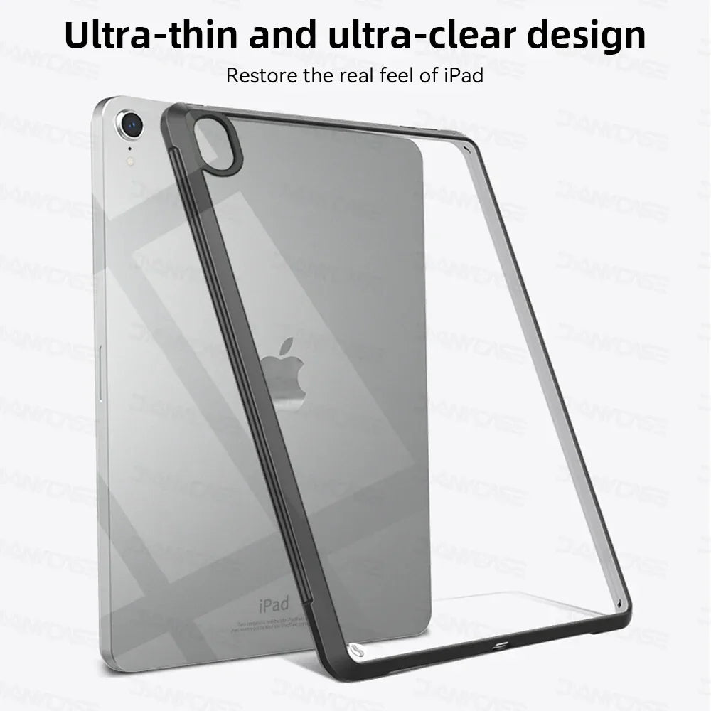 Silicone Transparent Case for iPad Pro 11", Air 4/5 (10.9"), Mini 4/5/6 & iPad 7/8/9/10th Gen (9.7"–10.5") Cover Funda