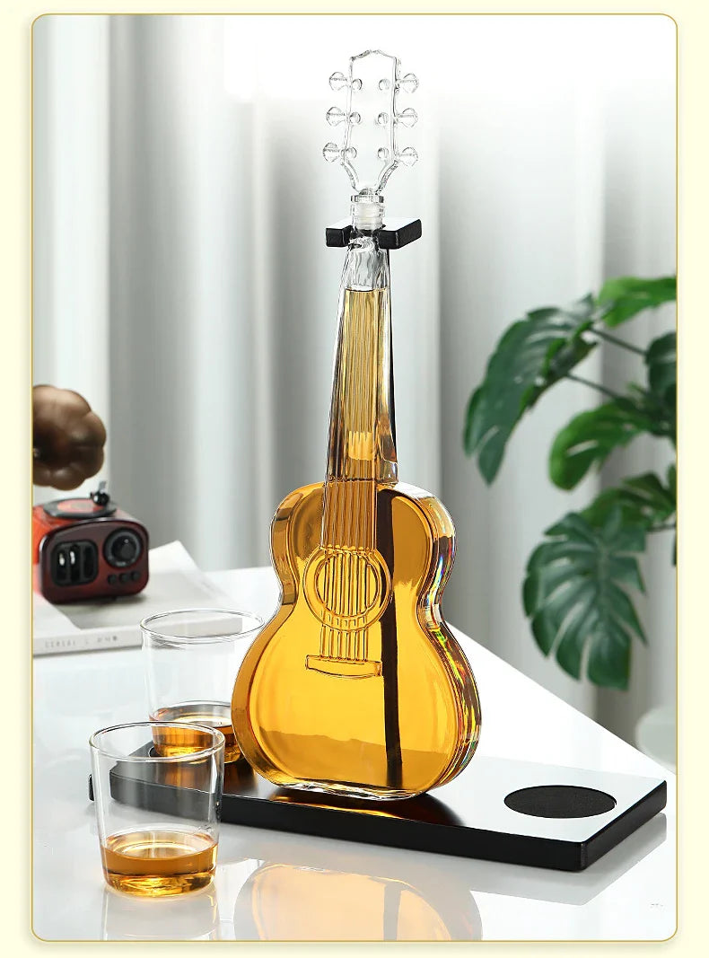 High Borosilicate Glass Wine Decanter – Guitar & Violin Shaped Thickened Transparent Bottle, Decorative Craft Wine Set