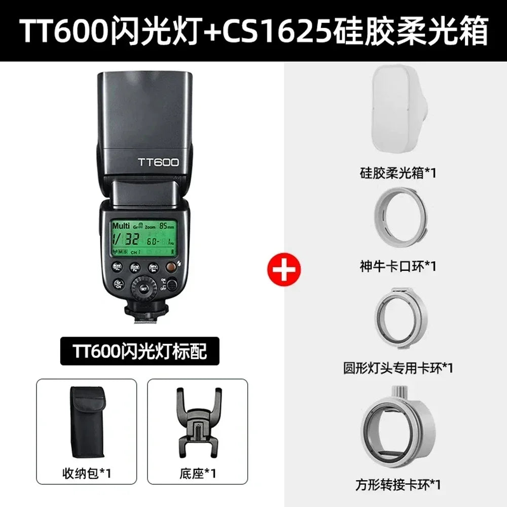 Godox TT600 2.4G Wireless Camera Flash – GN60 Speedlite Master/Slave for Canon, Nikon, Sony, Pentax, Olympus, Fuji, Lumix