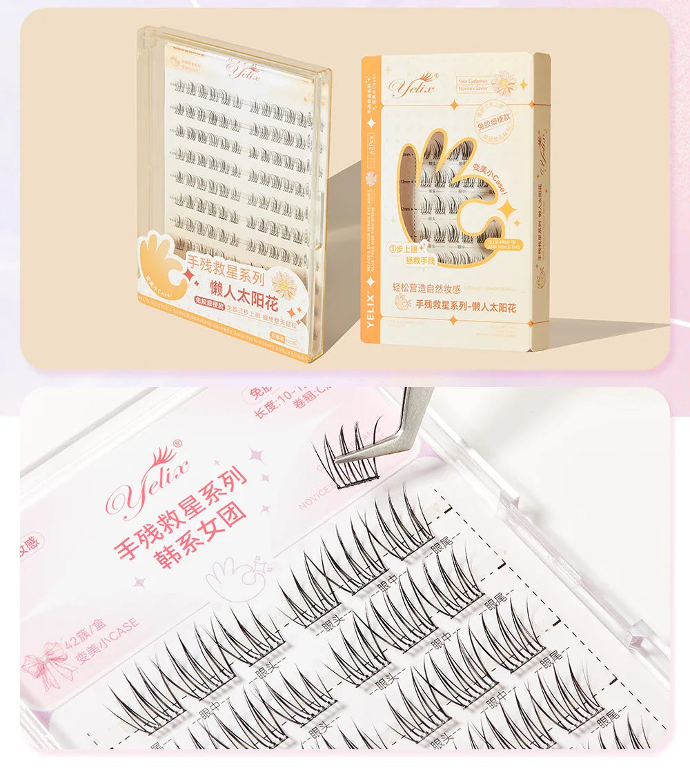 Yelix Self-Adhesive False Eyelashes — Reusable DIY Cluster Lashes, Glue-Free, Natural Soft