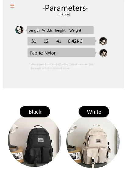 Multi-Pocket Nylon Backpack — Large-Capacity School & Computer Bag for Men & Women