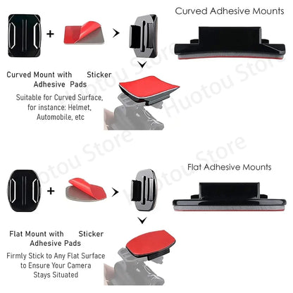 GoPro Helmet Adhesive Mount Kit – Flat & Curved 3M Sticky Mounts for GoPro Hero 5–12, Insta360 X3 & DJI Action Cameras
